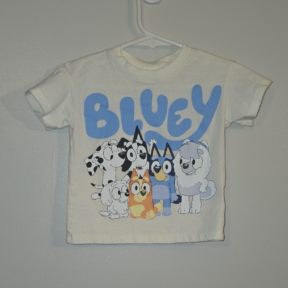 Bluey Kids Short Sleeve Tee - White with Blue Graphic LOT-N
